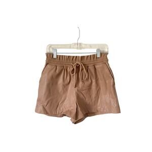 Olivaceous Faux Vegan Leather Elastic Waist Shorts Tan Size Medium NEW